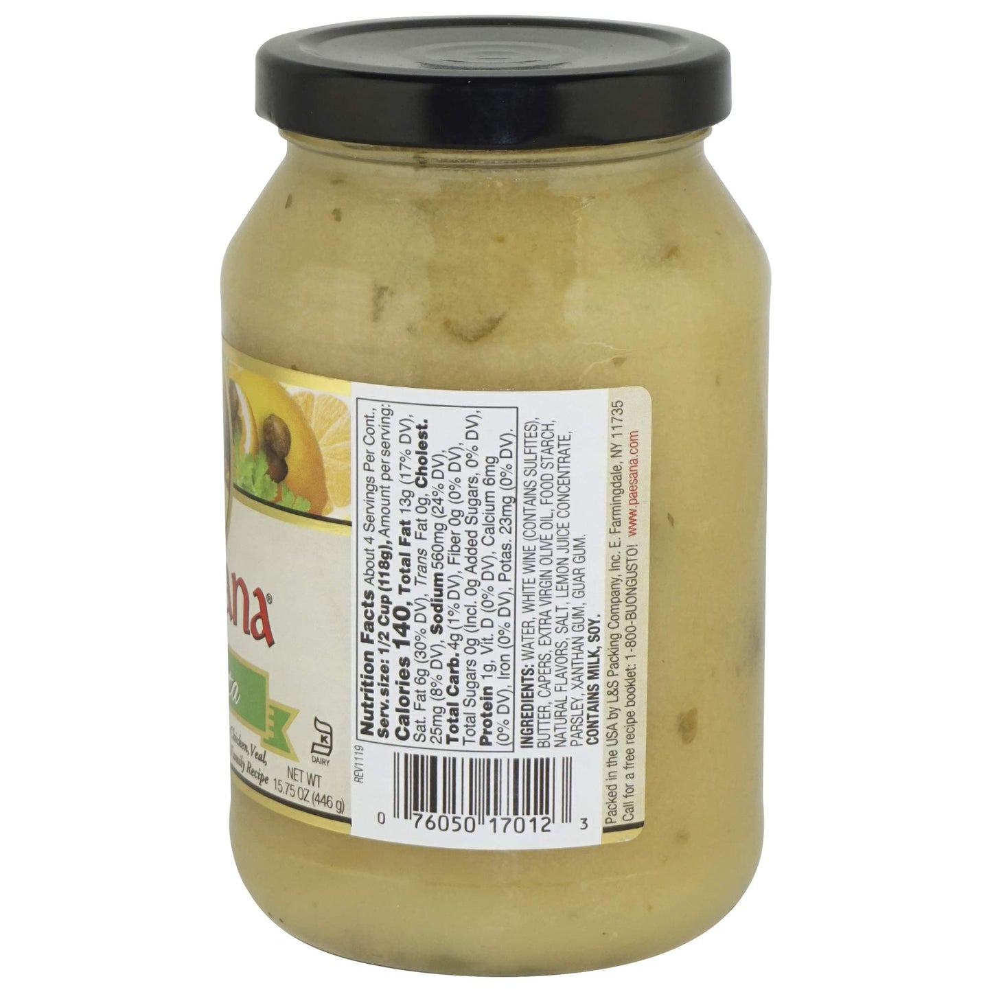Paesana Piccata Gourmet Cooking Sauce, 15.75 oz Jar, Made with White Wine, Kosher Dairy, 2 Pack