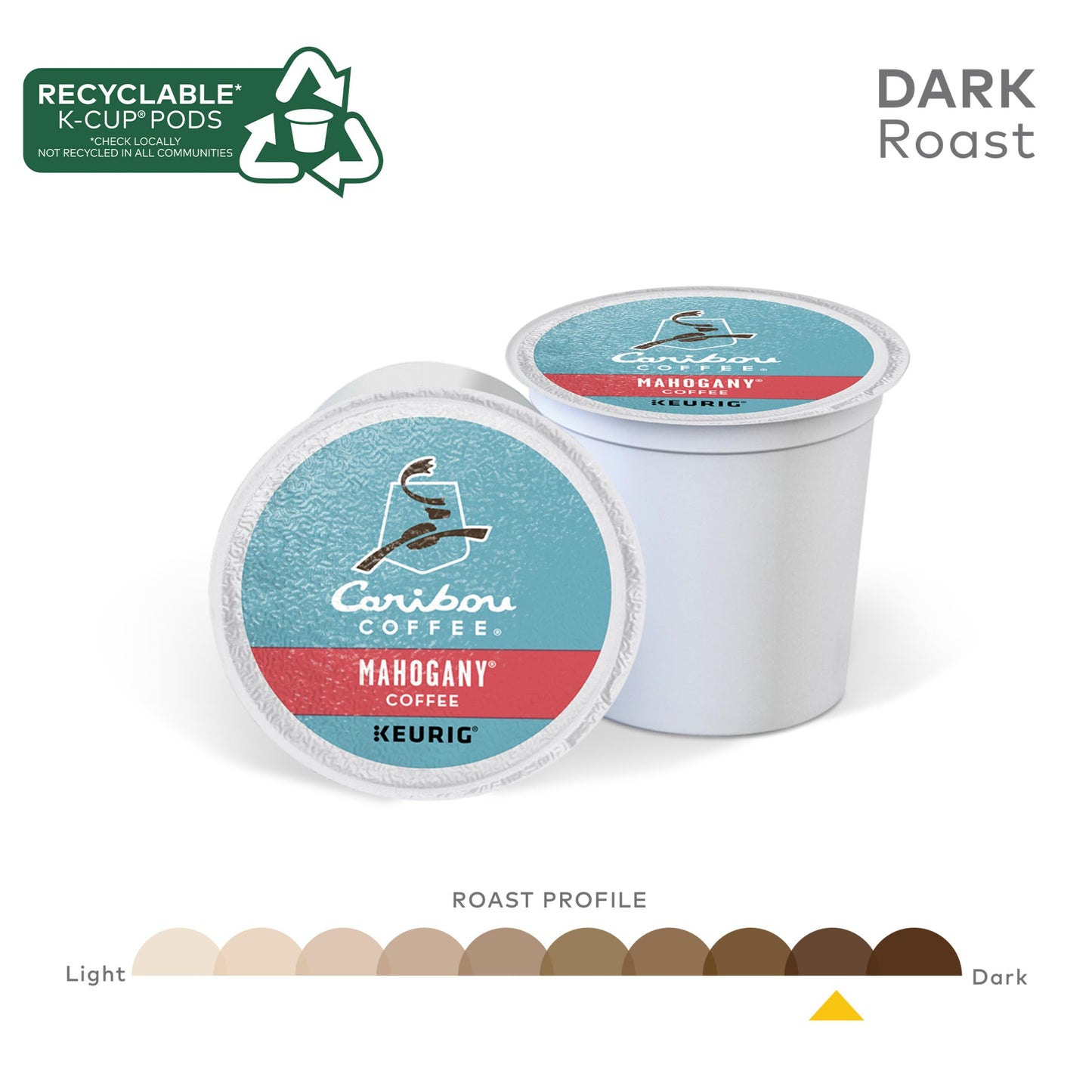Caribou Coffee Mahogany, Single-Serve Keurig K-Cup Pods, Dark Roast Coffee, 72 Count