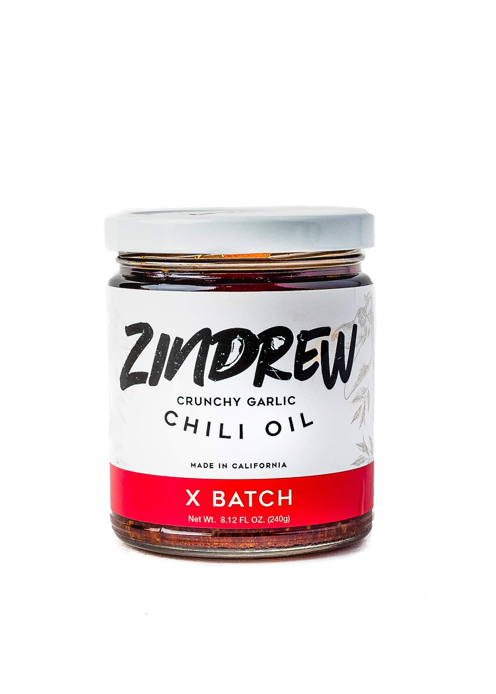 Zindrew Chili Crunchy Garlic Chili Oil X Batch. Premium Spicy, Savory, Umami Gourmet All-Purpose Hot Chili Crisp Sauce (Og Batch