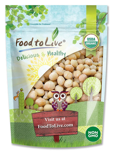 Food to Live Organic Whole Macadamia Nuts, 8 Ounces - Non-GMO, Raw, Shelled, Unsalted, Kosher, Vegan, Bulk. Keto Snack. Buttery 