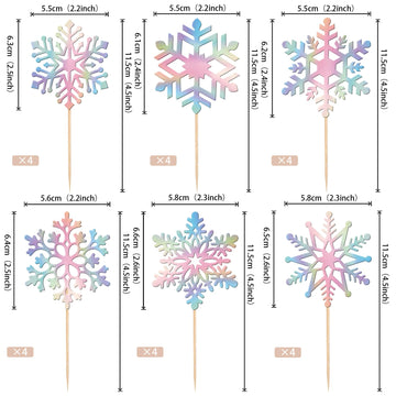 36 Pcs Snowflake Cupcake Toppers Glitter Winter Frozen Snowflake Cupcake Picks For Winter Wonderland Baby Shower Kids Birthday C