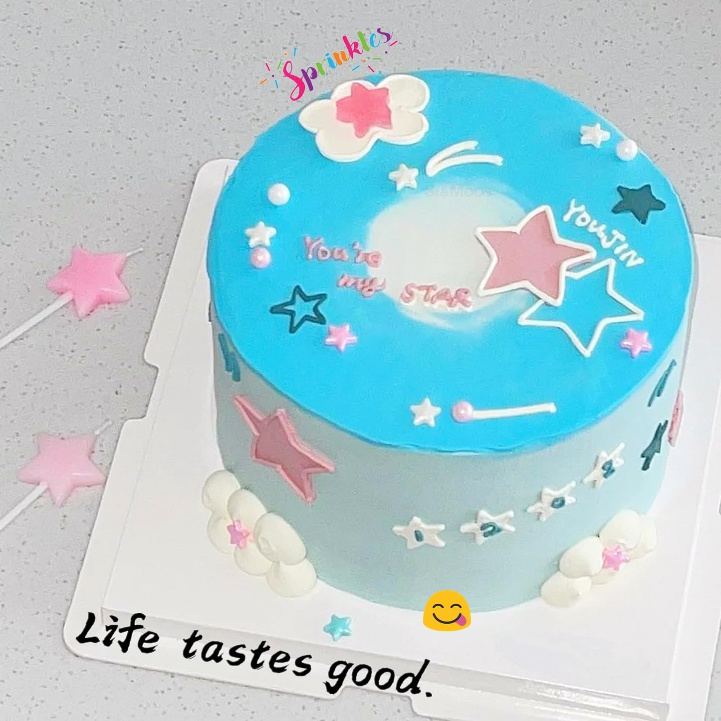 Se Si&Moos Blue White And Pink Sprinkles Edible Stars For Cake Decorating Edible Pink Stars White Star Sprinkles Large Cupcake E