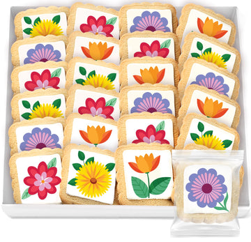 Flower Cookies Summer Sunflower Daisy 24 Pack Party Favors Individually Wrapped Gift basket Decorated Sugar Cookies