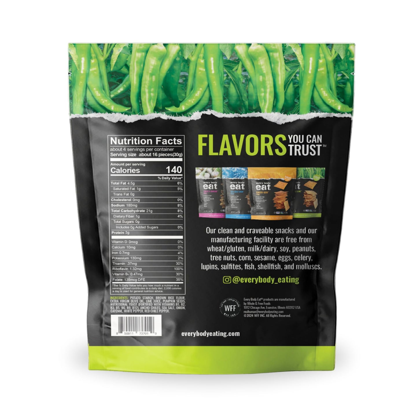 Every Body Eat Snack Thins, Fiery Chile Lime, Vegan, Gluten Free, 4 Ounce (Pack of 2)