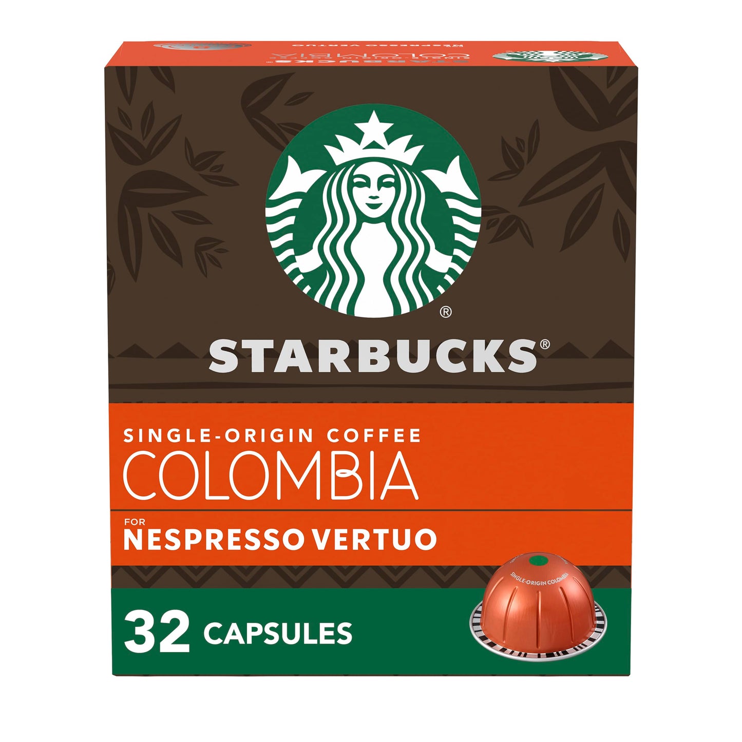 Starbucks Nespresso Vertuo Single-Origin Colombia Medium Roast Coffee Pods, 32 Count (4 Boxes)