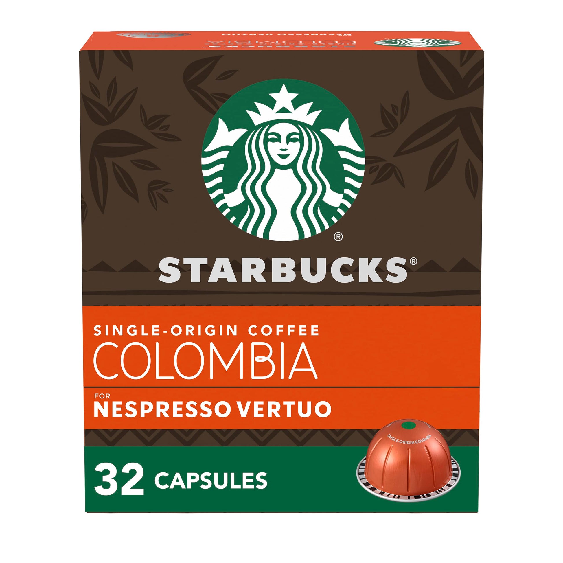 Starbucks Nespresso Vertuo Single-Origin Colombia Medium Roast Coffee Pods, 32 Count (4 Boxes)