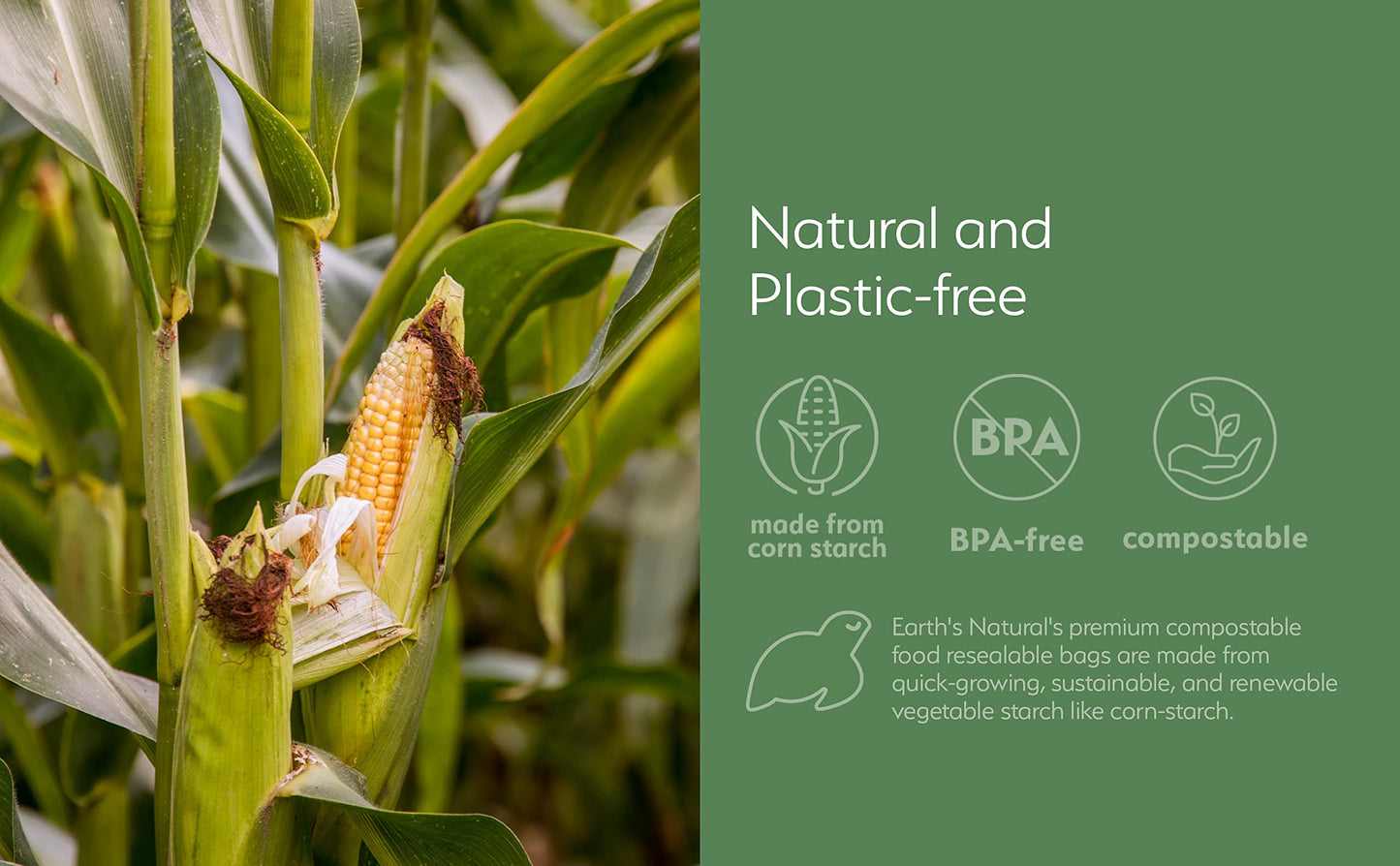 100% Compostable Food Storage Bags [Quart 100 Pack] Eco-Friendly Freezer Bags, Resealable Bags, Heavy-Duty, Biodegradable, Reusa