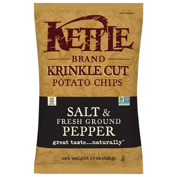 Kettle Brand Potato Chips, Krinkle Cut Salt and Pepper Bags, 13 Ounce (Pack of 5)
