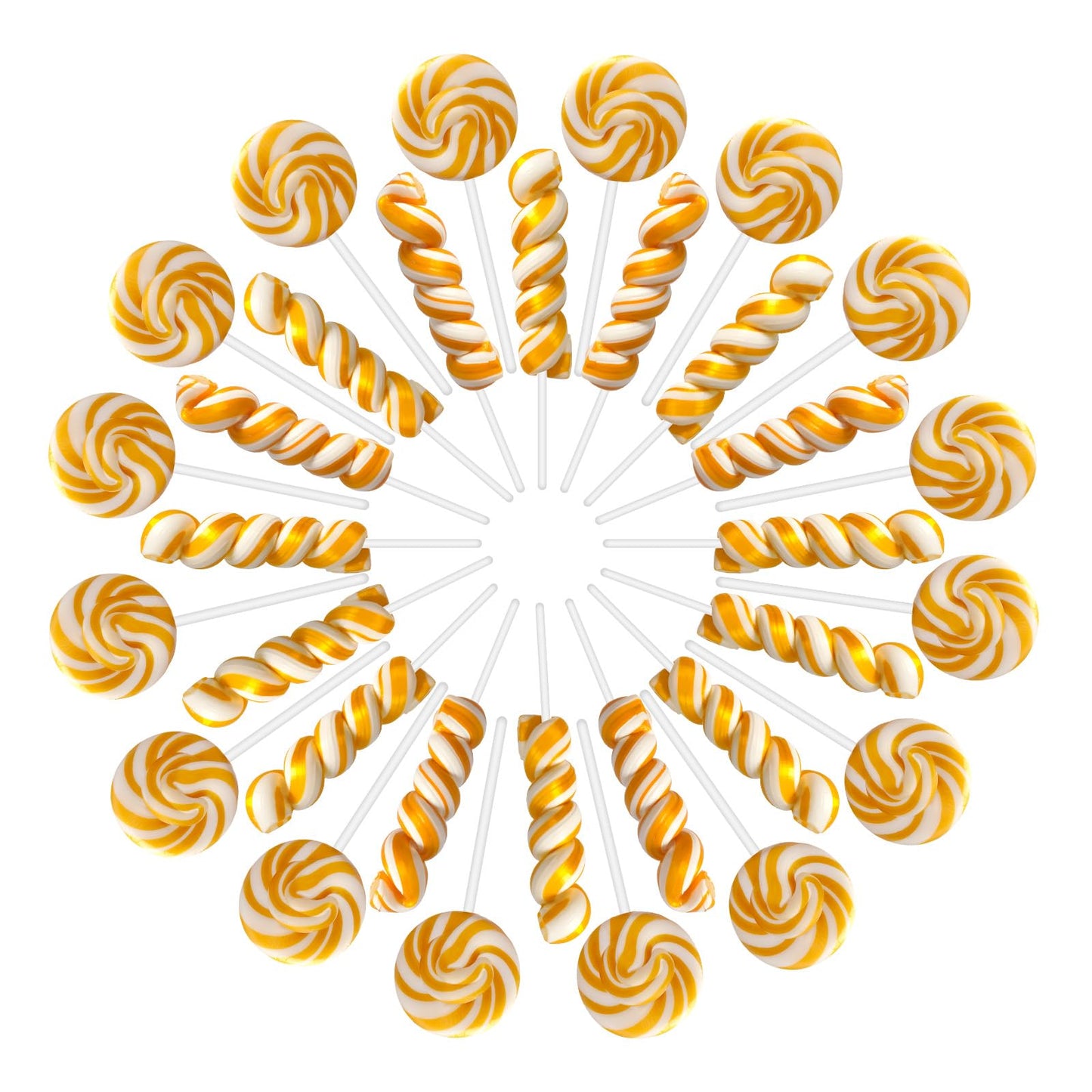 Gold White Twisty & Swirl Lollipops 32 Pack (16 Twist & 16 Swirl), Candy Swirl Lollipops Individually Wrapped Suckers, Kid's Lol