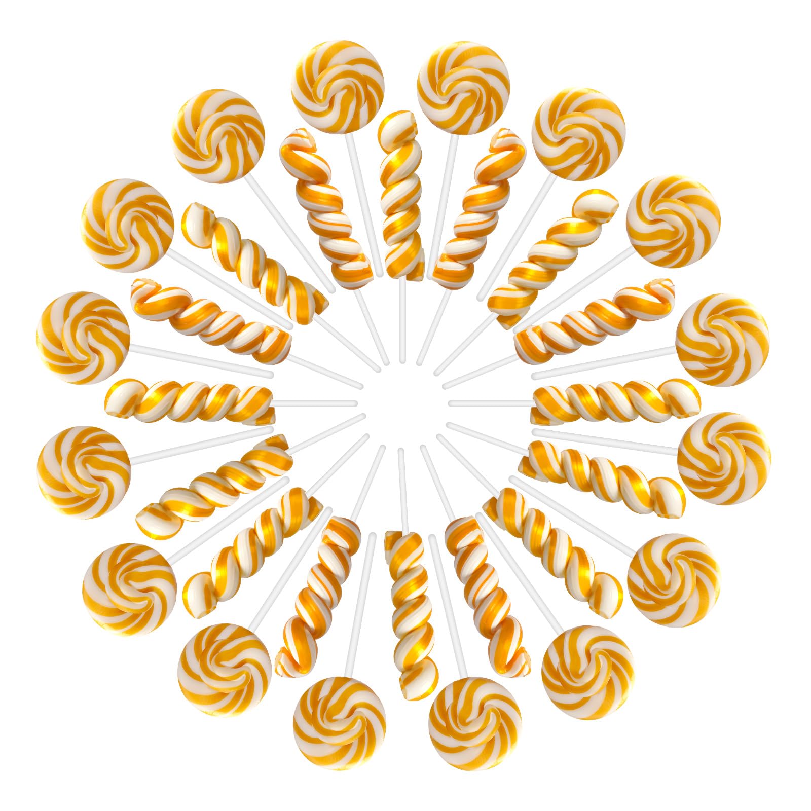 Gold White Twisty & Swirl Lollipops 32 Pack (16 Twist & 16 Swirl), Candy Swirl Lollipops Individually Wrapped Suckers, Kid's Lol