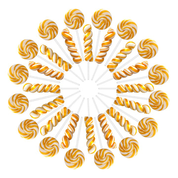Gold White Twisty & Swirl Lollipops 32 Pack (16 Twist & 16 Swirl), Candy Swirl Lollipops Individually Wrapped Suckers, Kid's Lol
