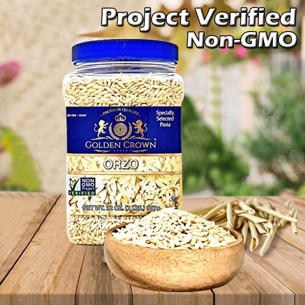 Golden Orzo Pasta - Natural Rice-Shaped for Soups & Salads, 32 Oz (2 Lb)