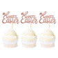 Ercadio 36 Pack Happy Easter Cupcake Toppers Rose Gold Glitter Bunney Ear Cupcake Picks Happy Easter Theme Party Cake Decoration