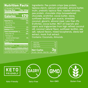 Bulletproof Coconut Chocolate Protein Crisp Bars, 12pk, High Protein, Low Sugar