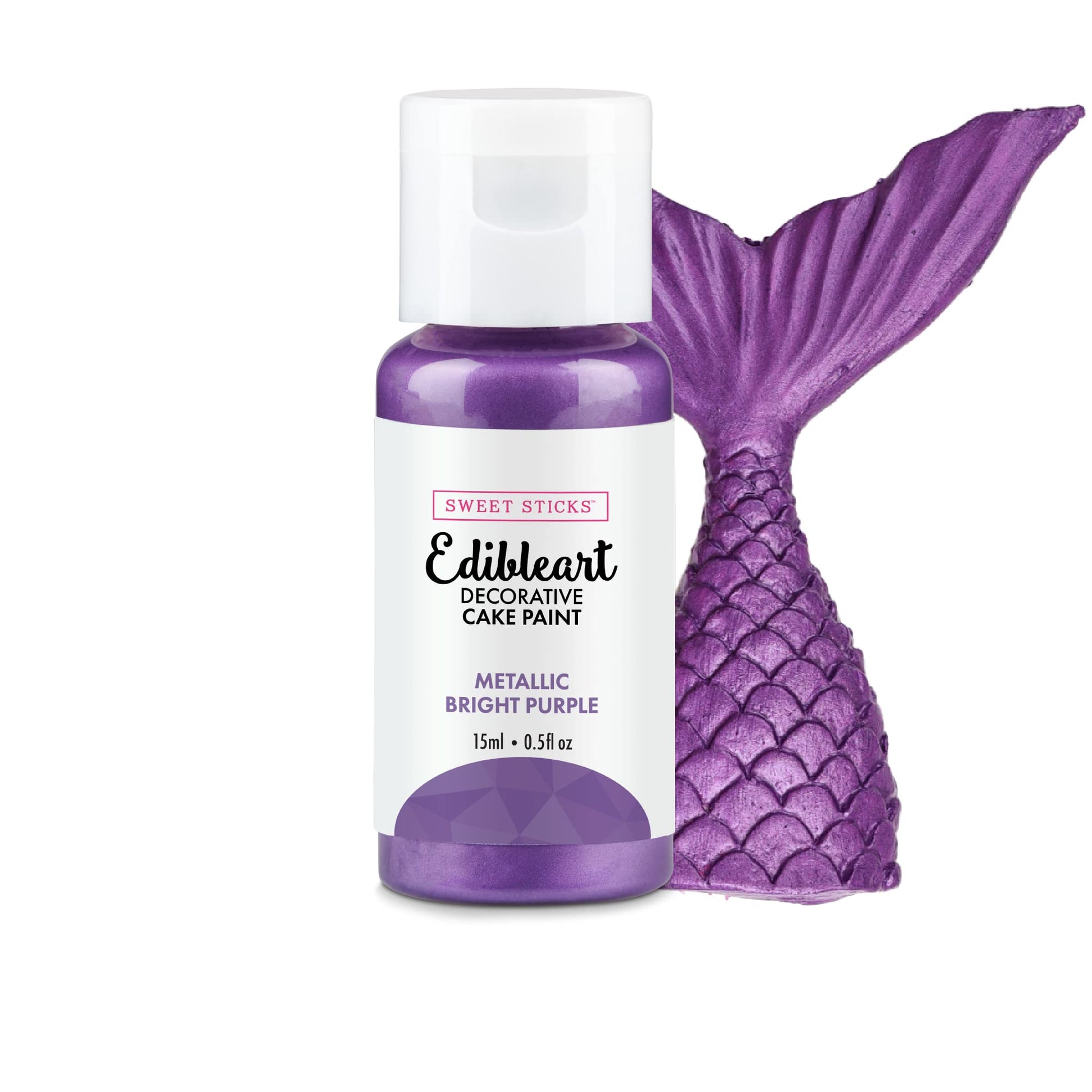 SWEET STICKS Edible Art Cake Paint - Metallic Bright Purple, 0.5 Fl Oz (15 mL)