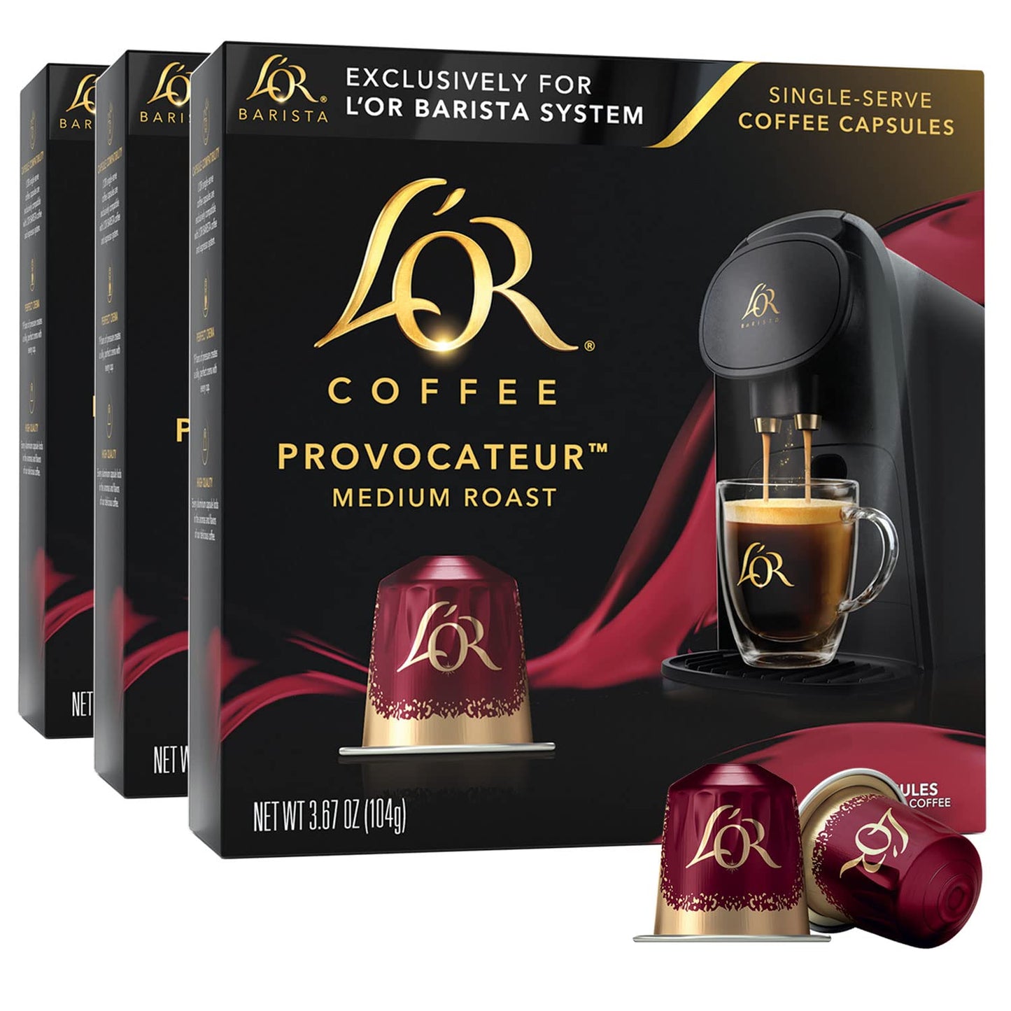LOR Coffee Pods  30 Count Provocateur Medium Roast Blend  Single Cup Aluminum Coffee Capsules Compatible with the LOR BARISTA System & *Nespresso Original Machines  30 Count (Pack of 1)