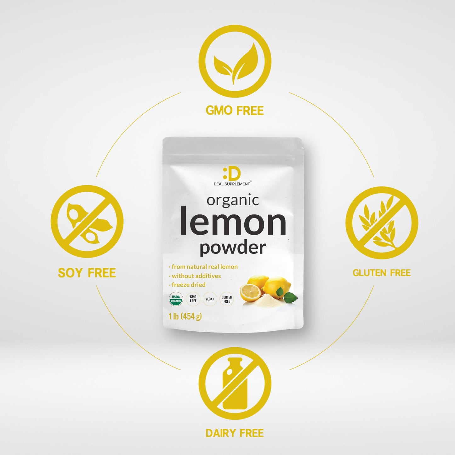 DEAL dietary product Organic Lemon Powder – Rich in Vitamin C – 1lb – Non-GMO, Filler Free, No Sugar