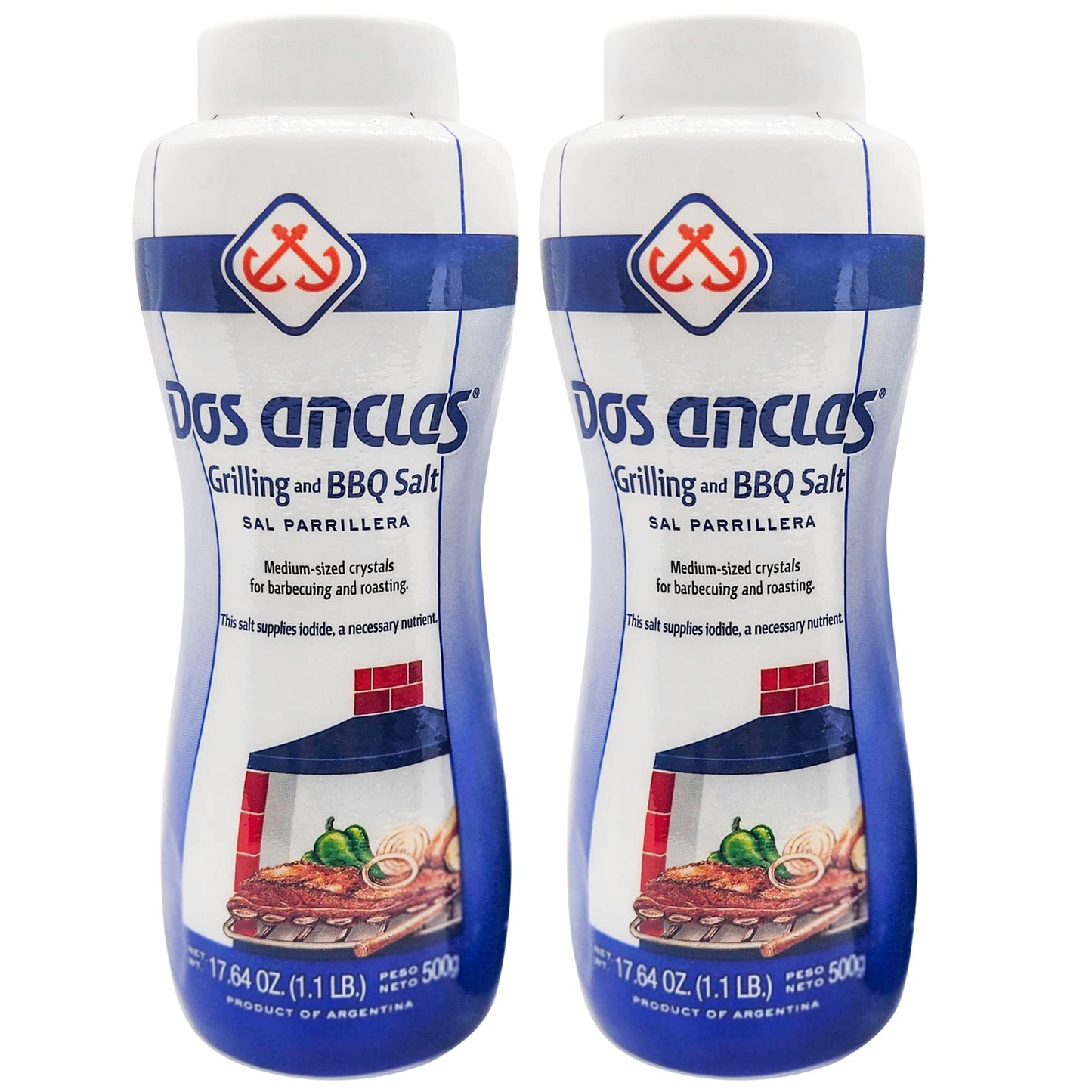 Dos Anclas Sal Parrillera 2 Pack, Rock Salt for Grilling and BBQ, Refined Medium Grain Salt for Meat and Seafood, Multi-Purpose 