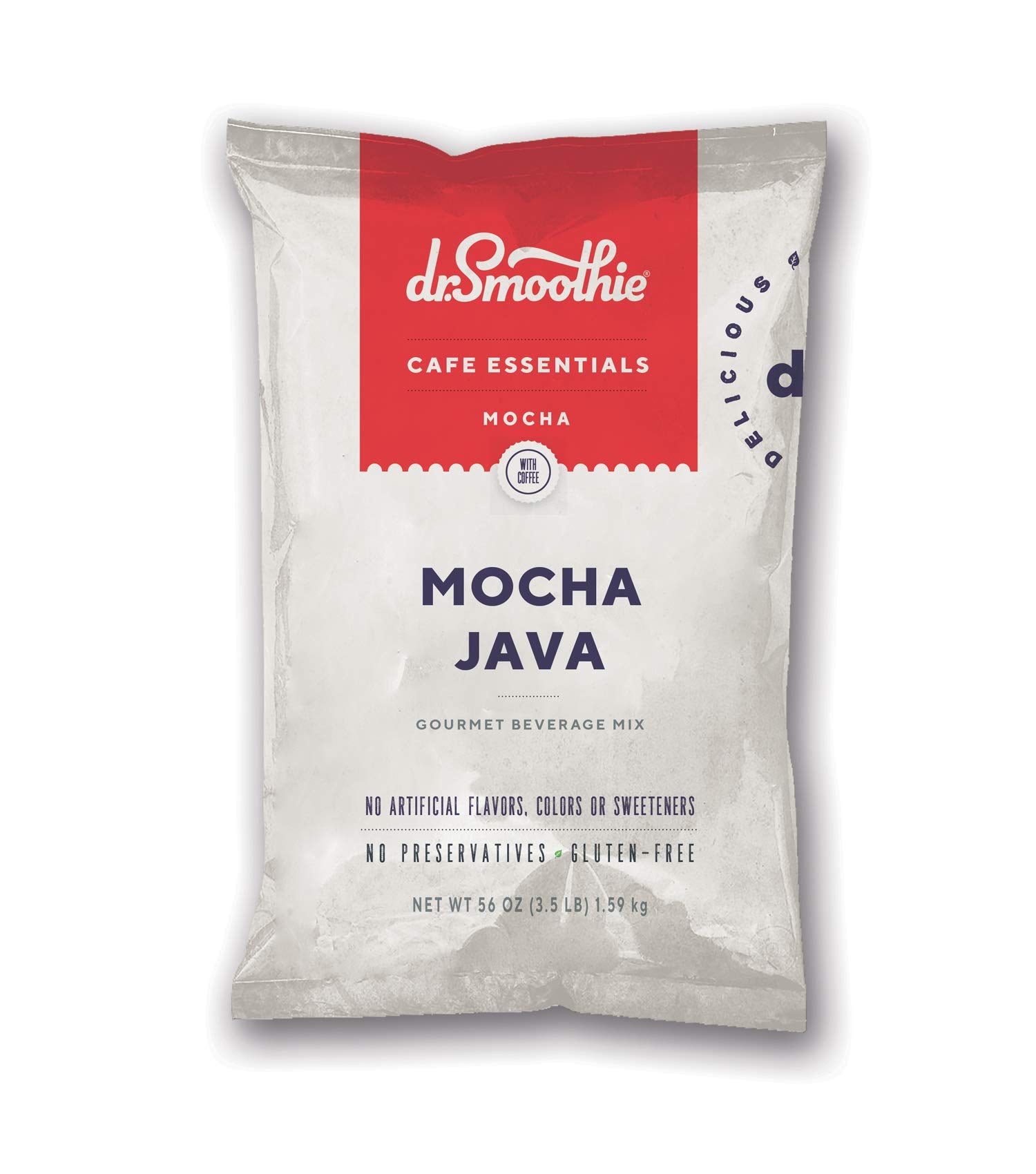 Dr. Smoothie Café Essentials Mocha Java – 61mg Caffeine – 3.5 lb Bag (Pack of 5) – No Artificial Colors or Flavors