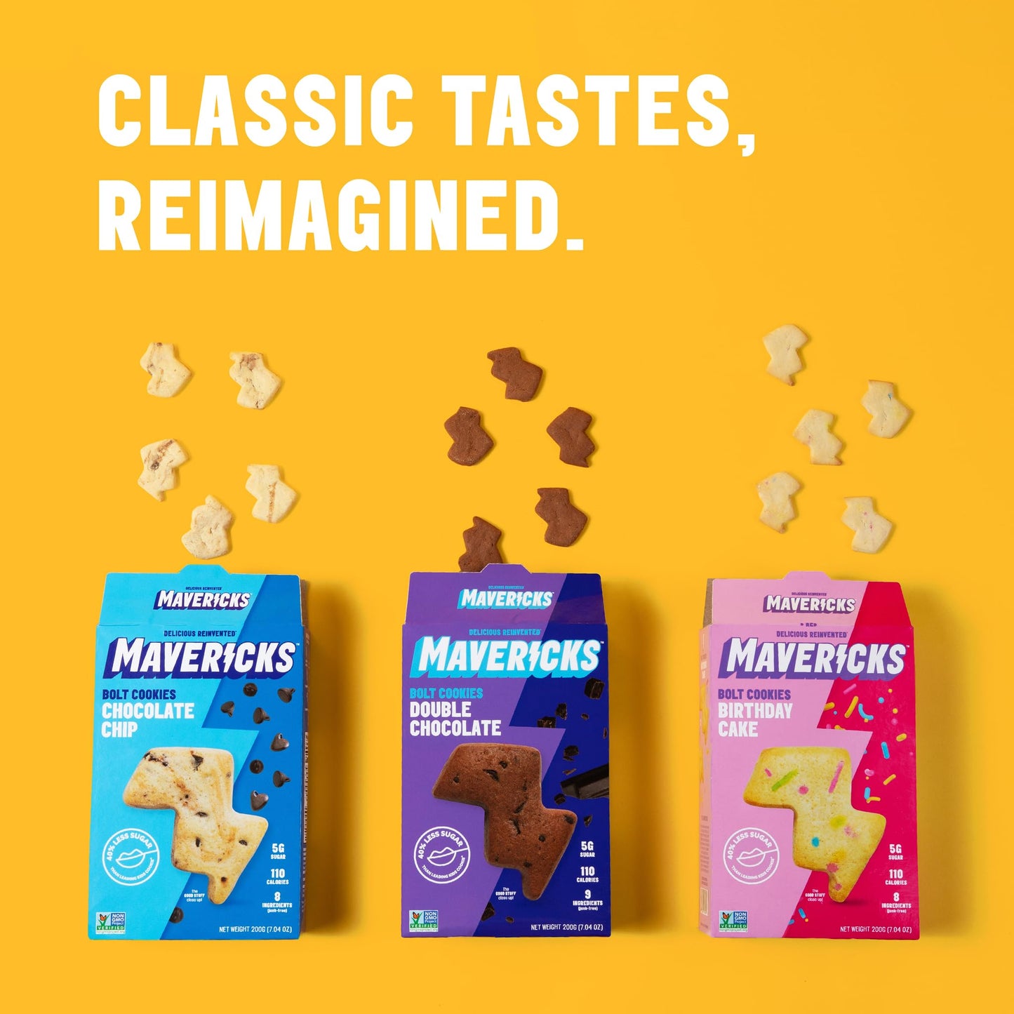 Mavericks Cookie Variety Pack - Healthy Cookies, Plant Based Snack For Kids - Chocolate Chip, Double Chocolate & Birthday Cake -
