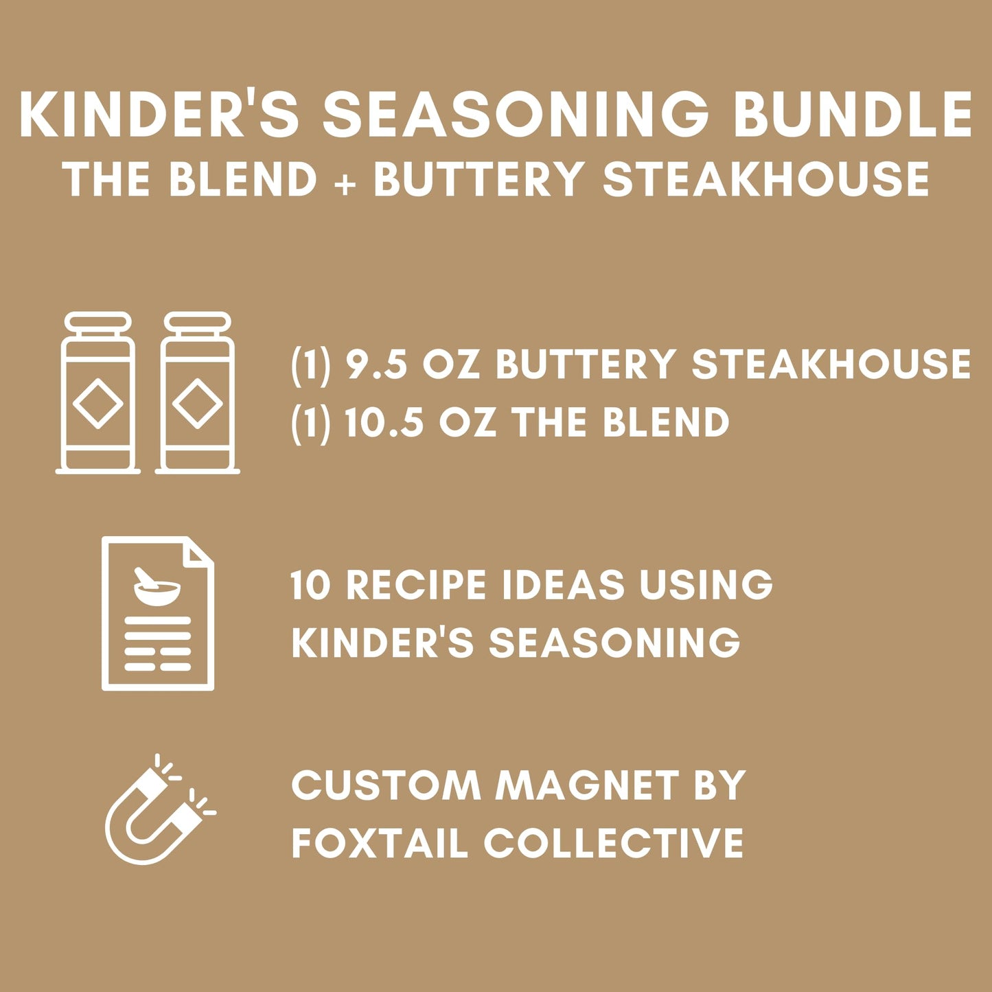 Kinder'S Seasoning Duo Bundle: The Blend & Buttery Steakhouse - Two Xl 9.5 And 10.5-Ounce Bottles + 10 Recipe Ideas + Fridge Dec