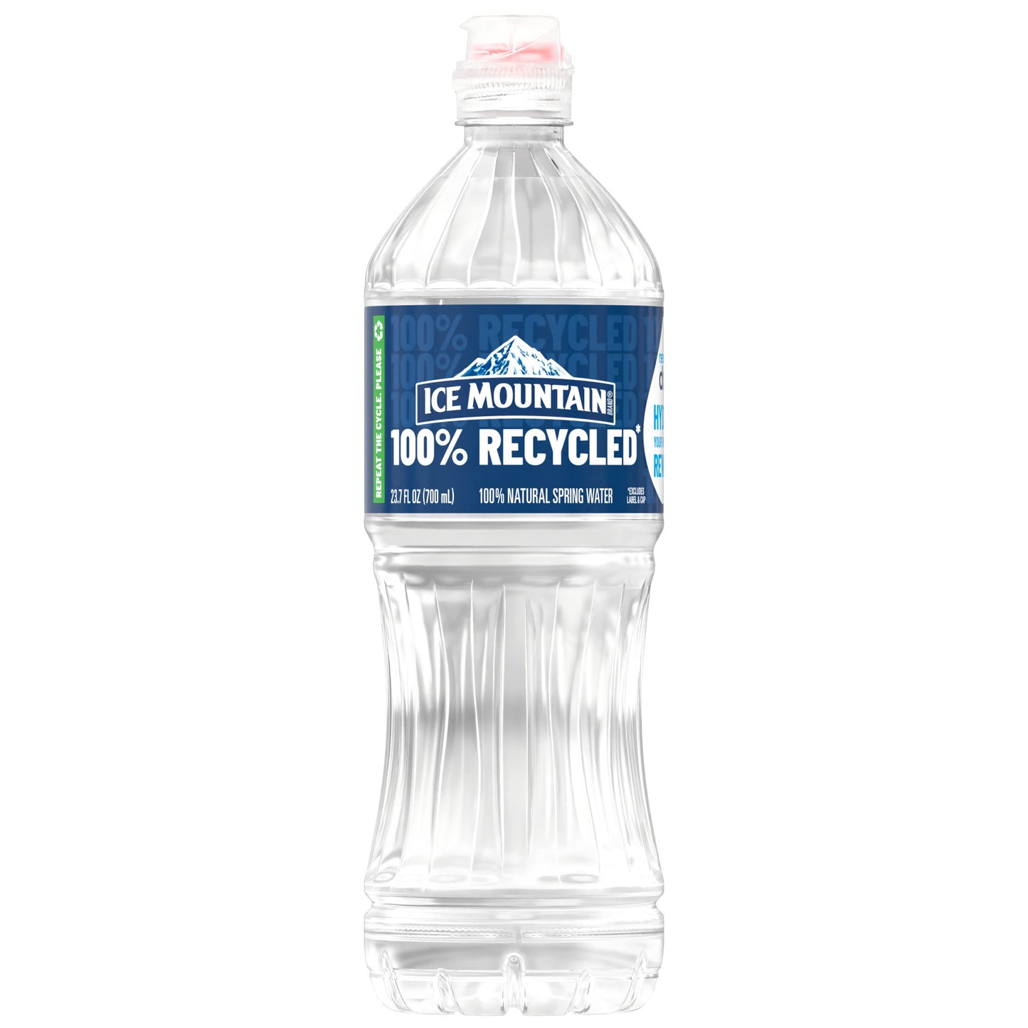 Ice Mountain 100% Natural Spring Water, Plastic Sport Cap Bottle, 23.7 Fl Oz