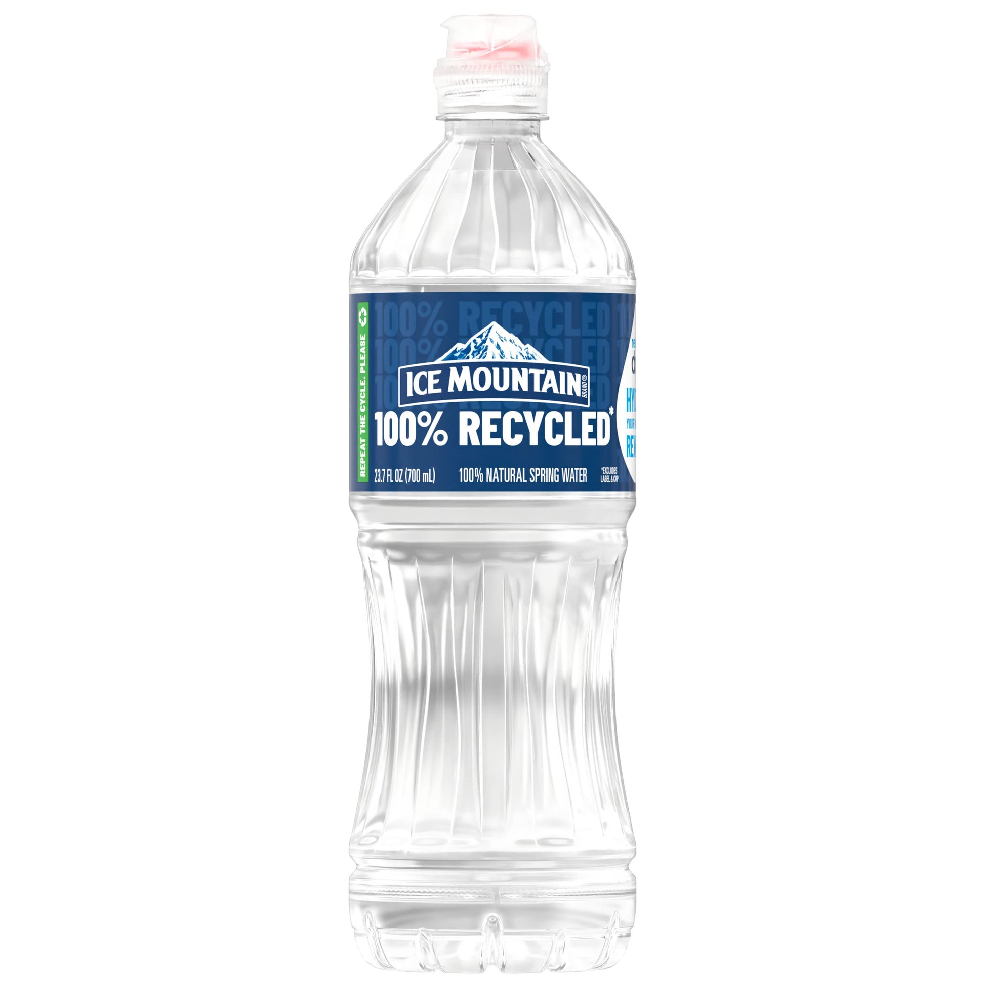 Ice Mountain 100% Natural Spring Water, Plastic Sport Cap Bottle, 23.7 Fl Oz