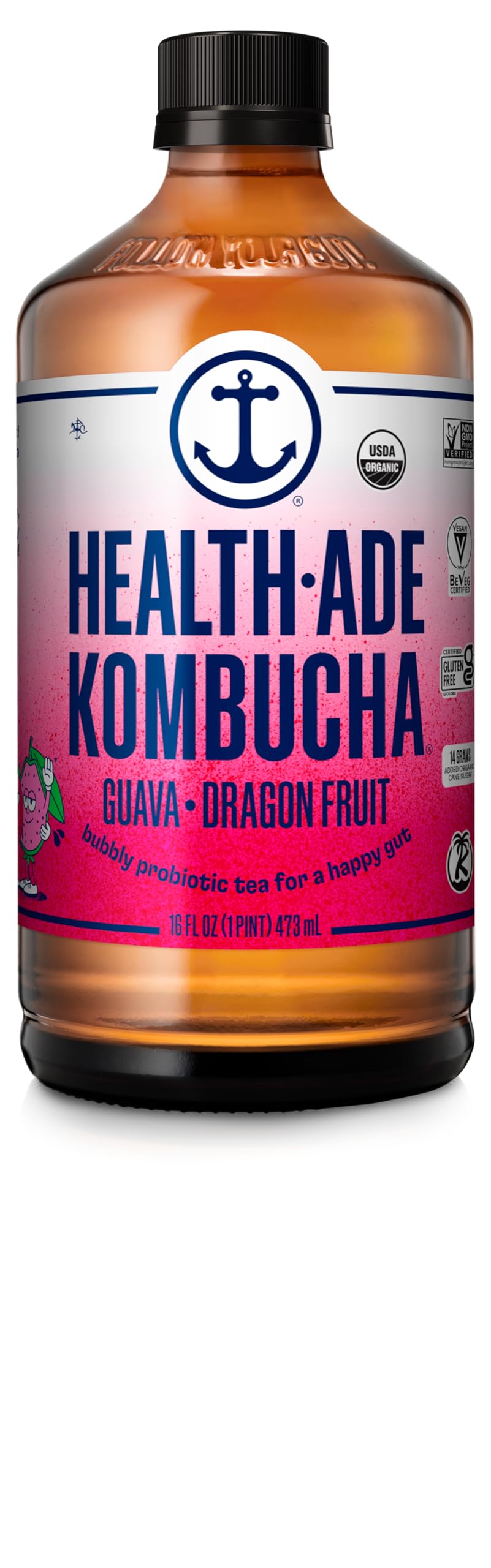 Health-Ade Guava Dragon Fruit Organic Kombucha, 16oz