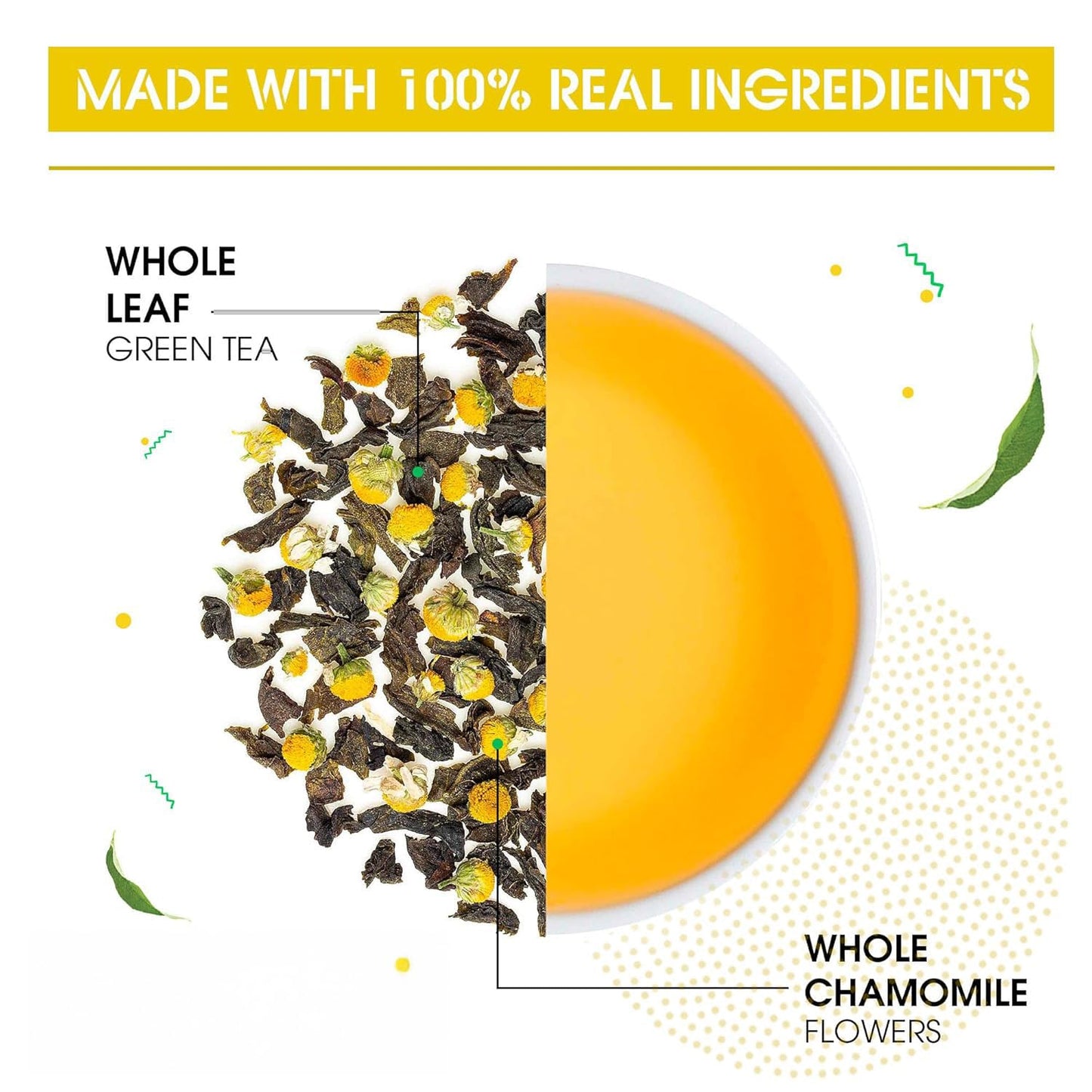 Teabox Enhanced Darjeeling Green Tea With Chamomile Flowers | 100% Whole Leaf & 0% Bitterness | Green Tea From The Himalayas | 100 Tea Bags (Low Caffeine)