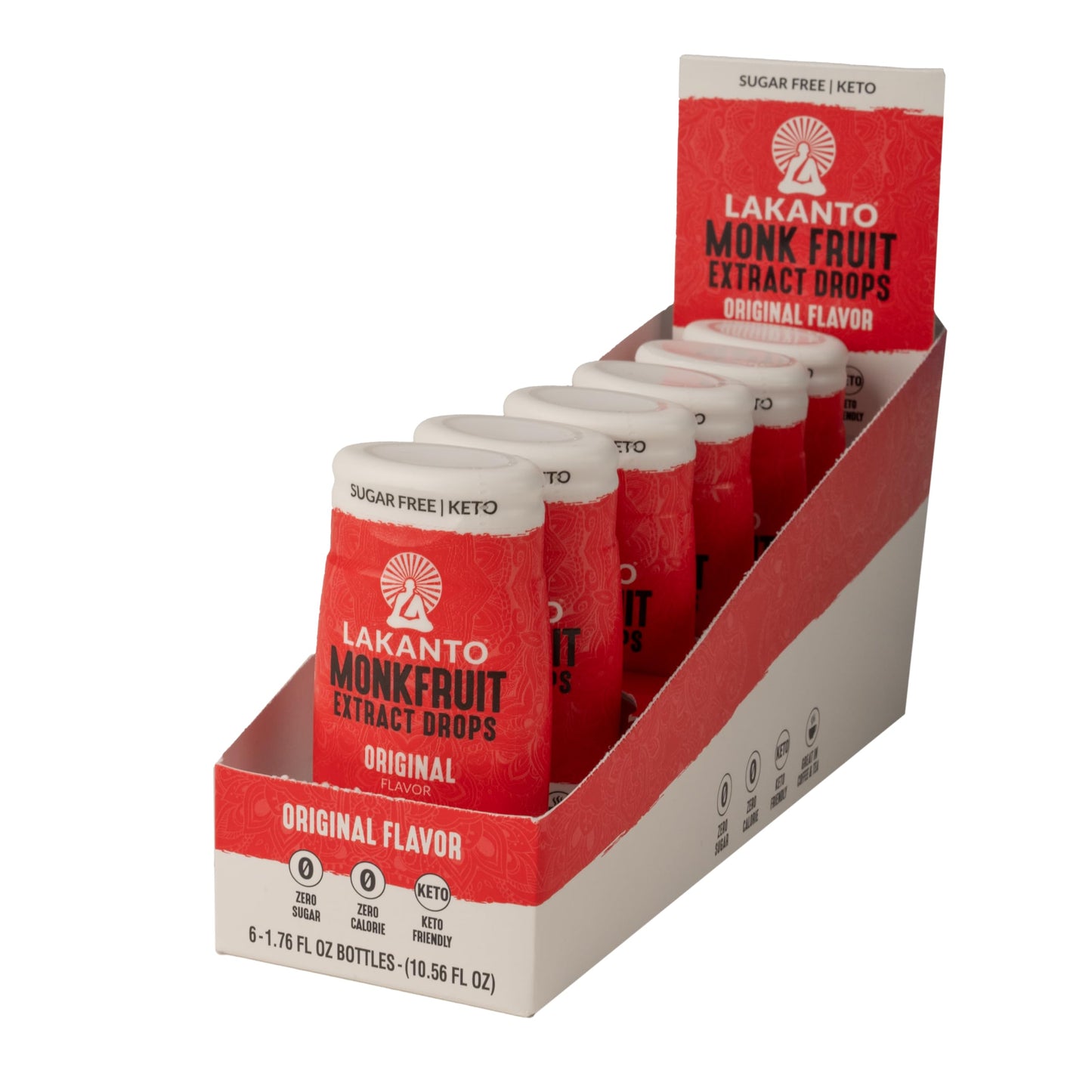 Lakanto Monk Fruit Extract Drops Liquid Sweetener - Zero Calorie, Keto, Original - 1.76 Fl Oz (Pack of 6)