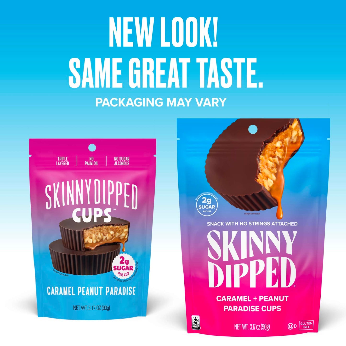 Skinnydipped Caramel Peanut Paradise Cups, 2G Sugar Per Cup, No Palm Oil, Gluten Free, 3.2Oz Resealable Bags, 6 Count (Pack Of 4