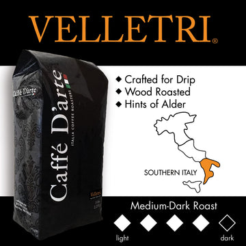 Caffe D'Arte Velletri Wood Roast Reserve Whole Bean Coffee, 5 Pounds