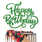 Crseniny Happy Birthday Cake Topper,Green Glitter Birthday Sign Cake Decorations,Anniversary Party/Birthday Party Decoration Sup