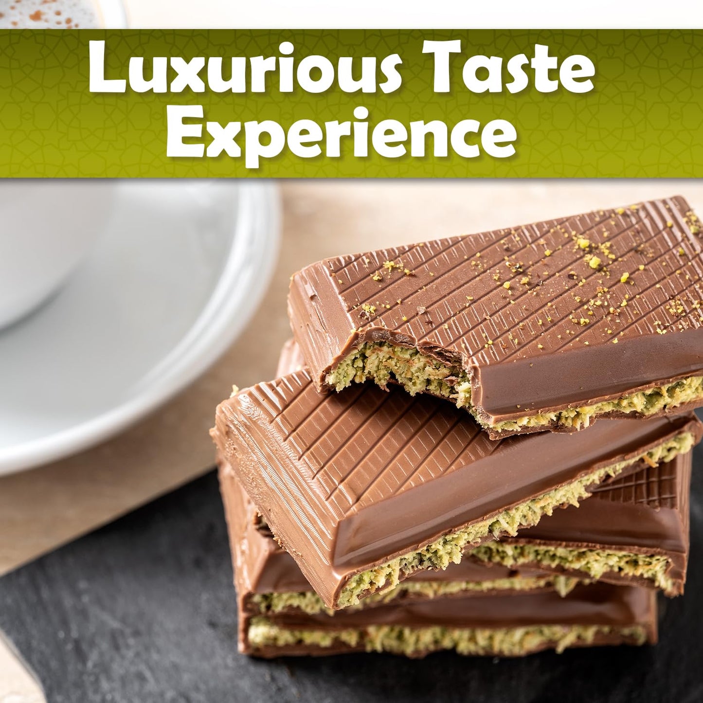 Dubai Chocolate Kunafa Pistachio Bar - 7oz | Handmade Luxury Dessert with Crunchy Kataifi & Creamy Pistachio Filling  Gift for Any Special Occasion