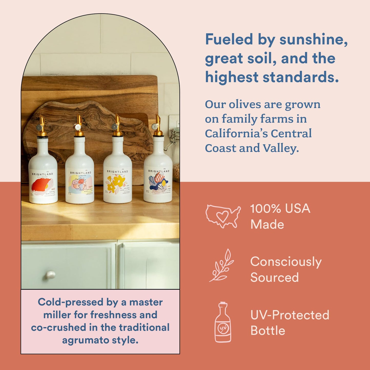 Brightland Infused Olive Oils - Cold-Pressed, High Polyphenol, 12.7 Fl Oz (Pack of 4)