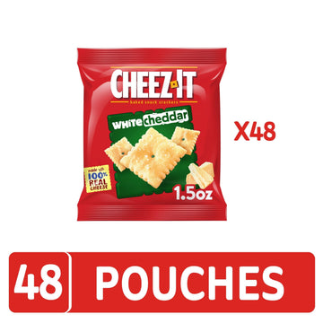 Cheez-It Cheese Crackers, Baked Snack Crackers, Lunch Snacks, White Cheddar (48 Pouches)