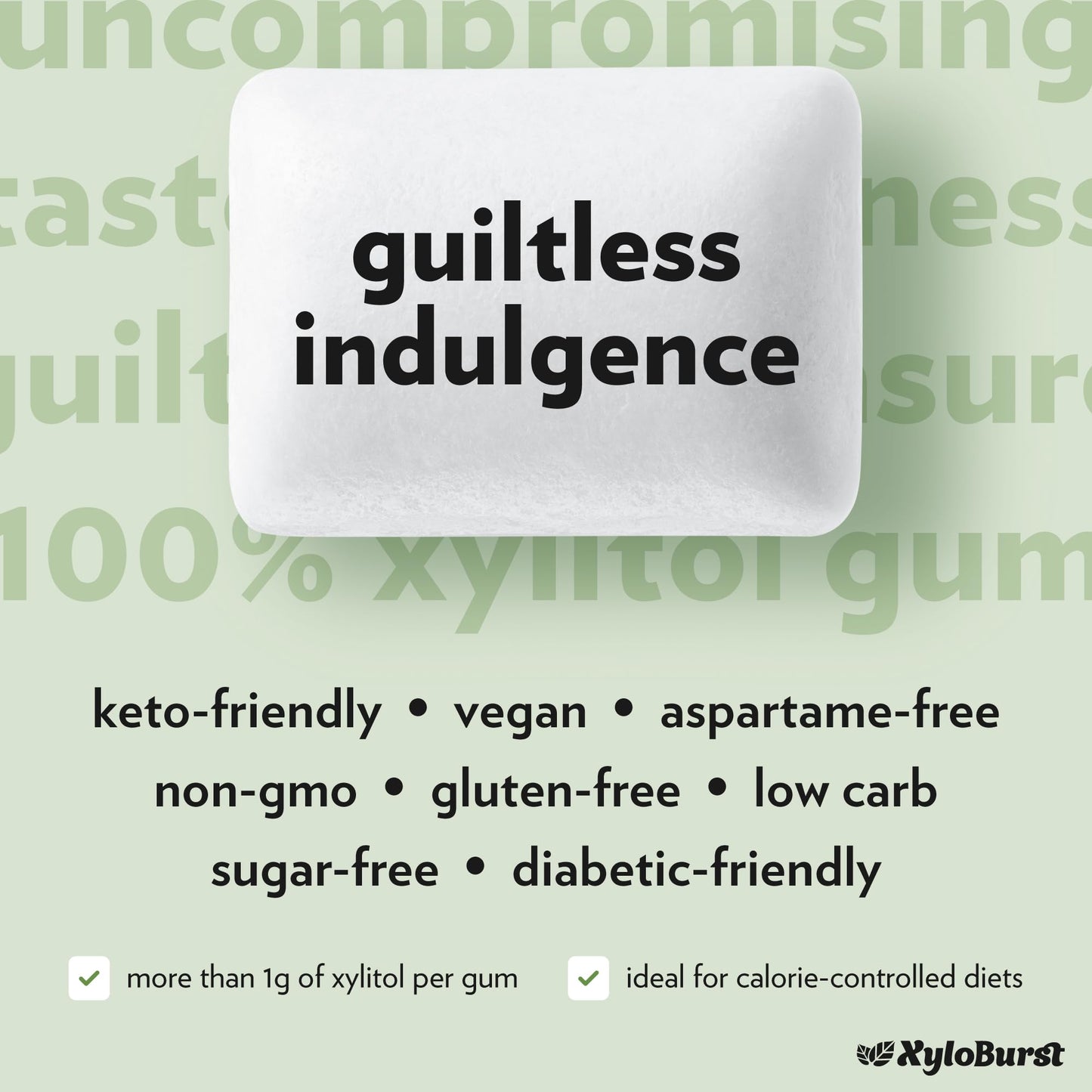 Xyloburst Green Tea Sugar Free Gum - Natural Xylitol Chewing Gum - Bulk 500 Count Bag - Non Gmo, Vegan, Aspartame Free, Keto Fri