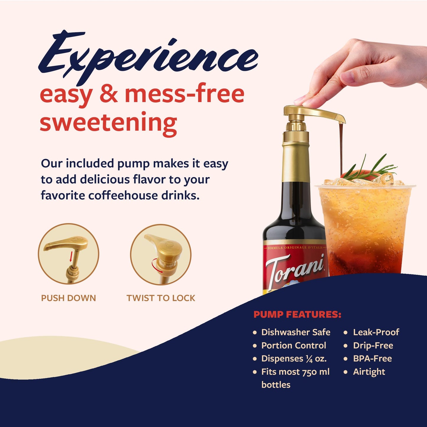 Torani Blood Orange Syrup for Drinks  Flavoring for Iced Tea  Lemonade  Sodas  and Cocktails  Glass Bottle with Pump Included  25.4 Fl Oz