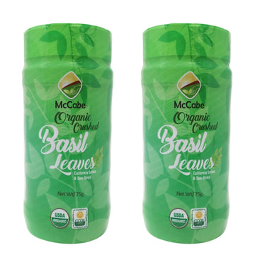 McCabe Organic Sun-Dried Crushed Basil Leaves, 75g (0.16lbs) (2 Packs), USDA Certified Organic, CCOF Organic Certified (Californ