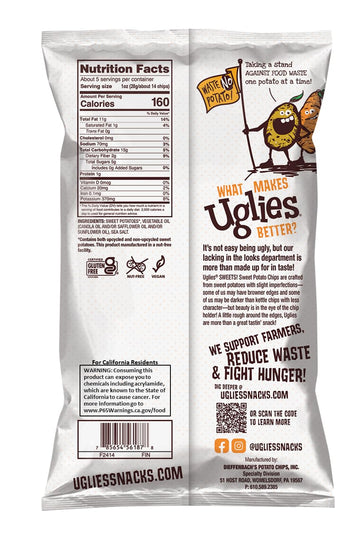 Uglies Sweet Potato Kettle-Cooked Potato Chips, 5.5 Oz. Bags, Pack Of 4
