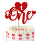 YCTHUNFISH Valentines Day Cake Topper, Glitter Sweet Love, Bamboo, Red, 1 Pack, 1st Birthday Decoration, Baby Shower Party Supplies