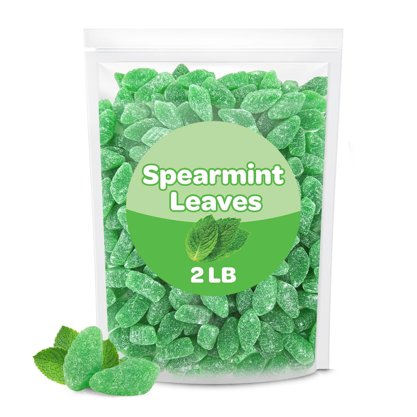 Spearmint Leaves - 2 Pound Bulk Pack - Jelly Candy