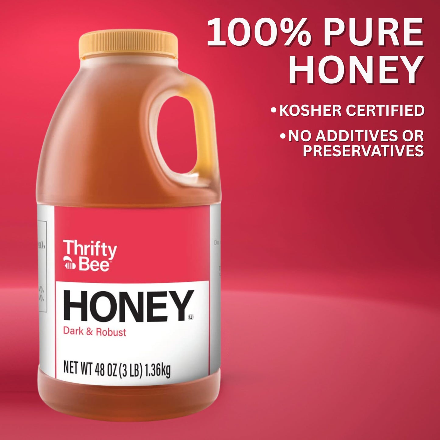 Thrifty Bee Honey Bulk Jug, 48 Ounce (3 LB), 100% Pure Honey