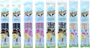 Milk Magic Magic Milk Flavoring Straws (32 Milk Straws) Flavors Include 2 Cookies And Cream, 2 Chocolate, 2 Strawberry, And 2 Cotton Candy Flavor Milk Straws