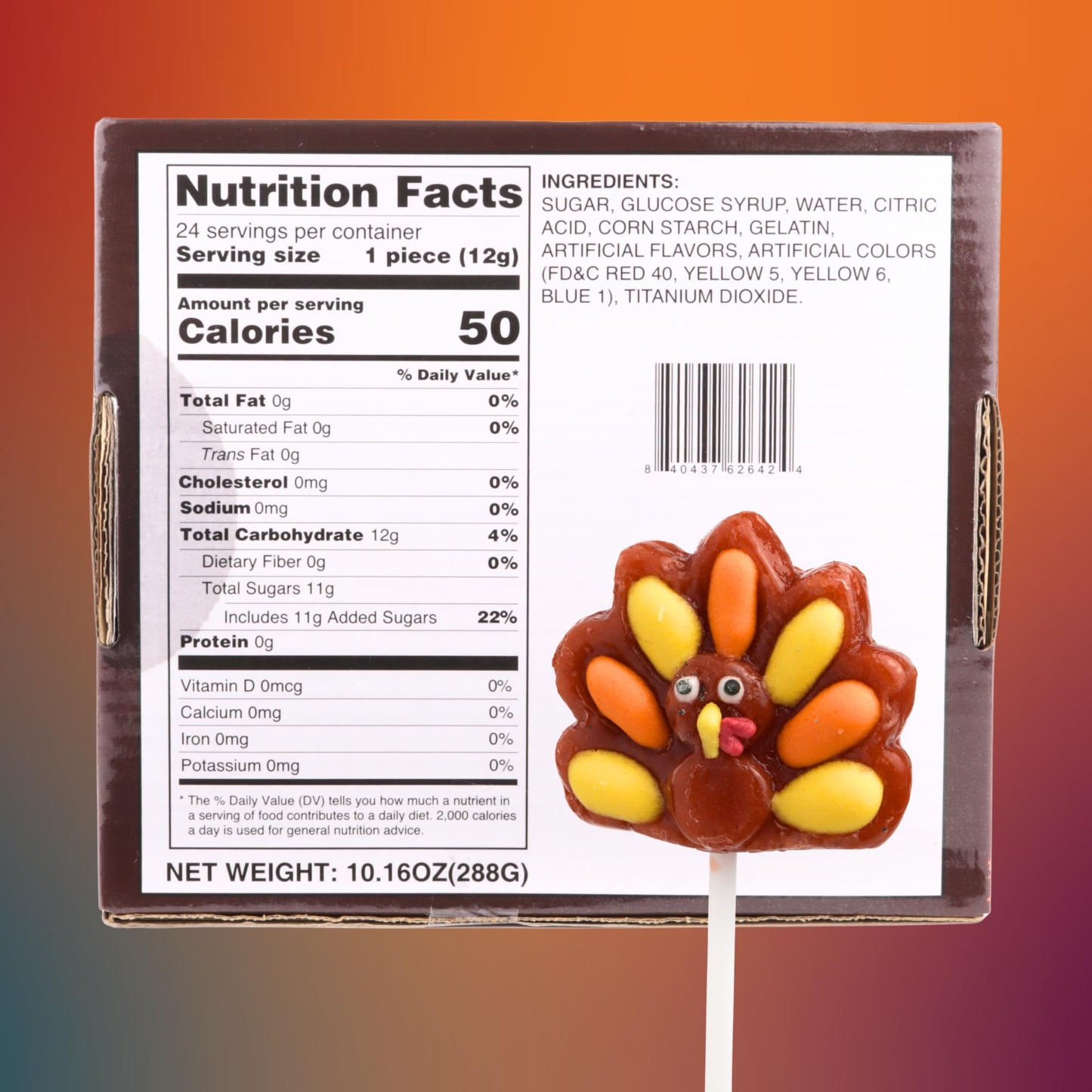 Turkey Lollipops  Individually Wrapped Thanksgiving and Fall Themed Candy  Strawberry and Watermelon Flavored  24 Suckers