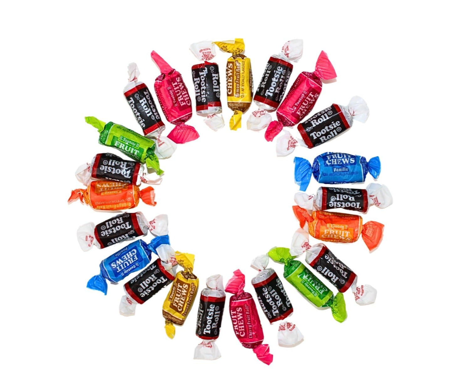 Assorted Flavored Mini Tootsie Rolls - Bulk Tootsie Rolls Candy, Individually Wrapped Assorted Flavor Midgee Fruit Chews, By Que