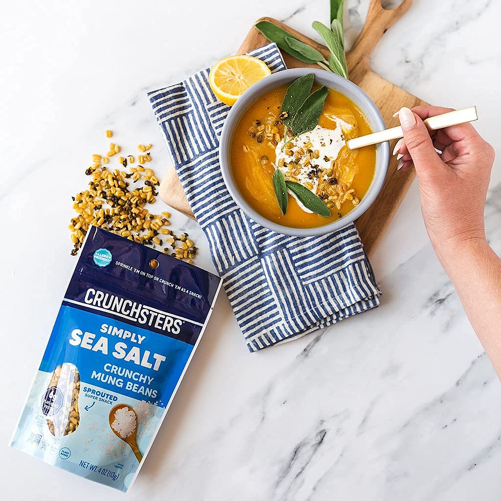 Crunchsters Crunchy Sprouted Mung Beans, Plant-Based Protein Super-Snack and Salad Topper, Gluten-Free, Nut-Free, Vegan, 6g Prot