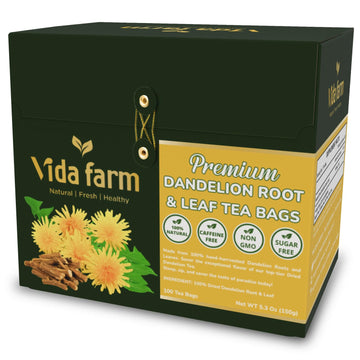 VIDA FARM Dandelion Tea Bags - 100% Natural Herbal Tea, Sugar Free, Caffeine Free - 100 Count