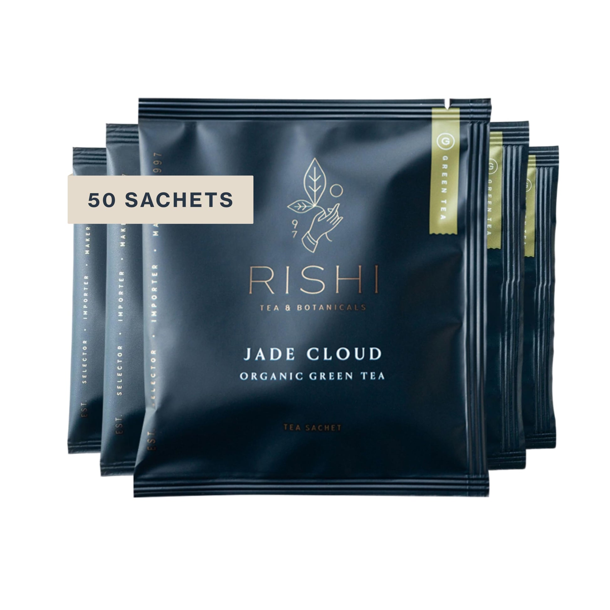 Rishi Tea Jade Cloud Chinese Green Tea - Organic, Caffeinated Sachet Bags with Natural Antioxidants, Enjoy Hot or Iced - 50 Coun