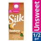Silk Cashew Milk, Unsweetened, Dairy-Free, Vegan, Non-Gmo Project Verified, Half Gallon, 64 Fl Oz